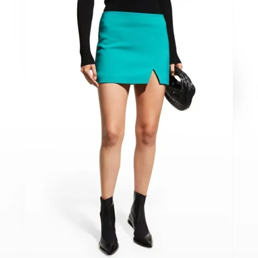 A.L.C. Rylee Faux Wrap Jade Teal Mini Skirt sz 4 EUC